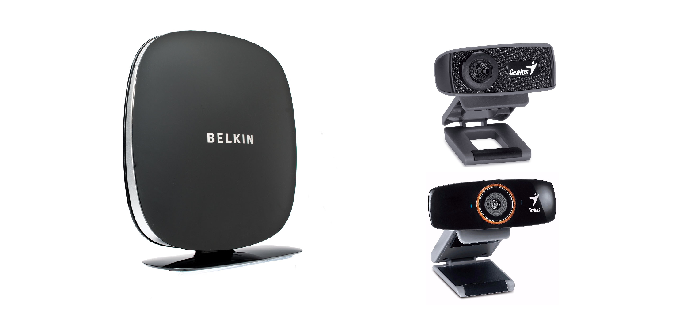 Makro Office Router Belkin, webcam Genius
